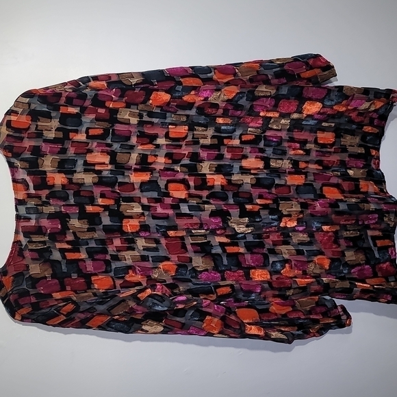 J. Jill Velvet Burnout Multicolor Sheer Tunic Blouse - Picture 9 of 9